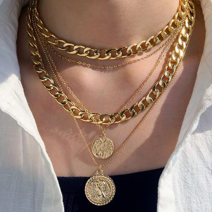 Layered Circular Pendant Necklace