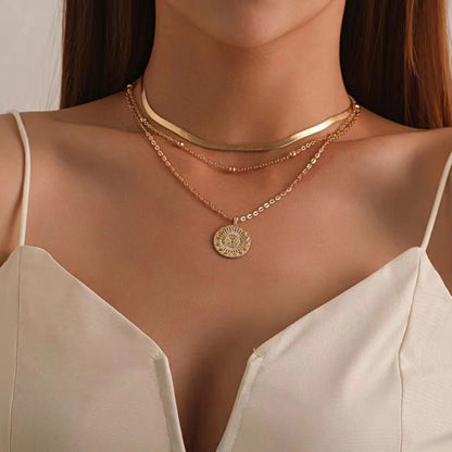 Layered Circular Pendant Necklace