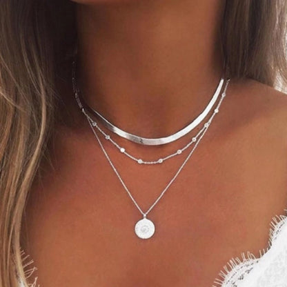 Layered Circular Pendant Necklace