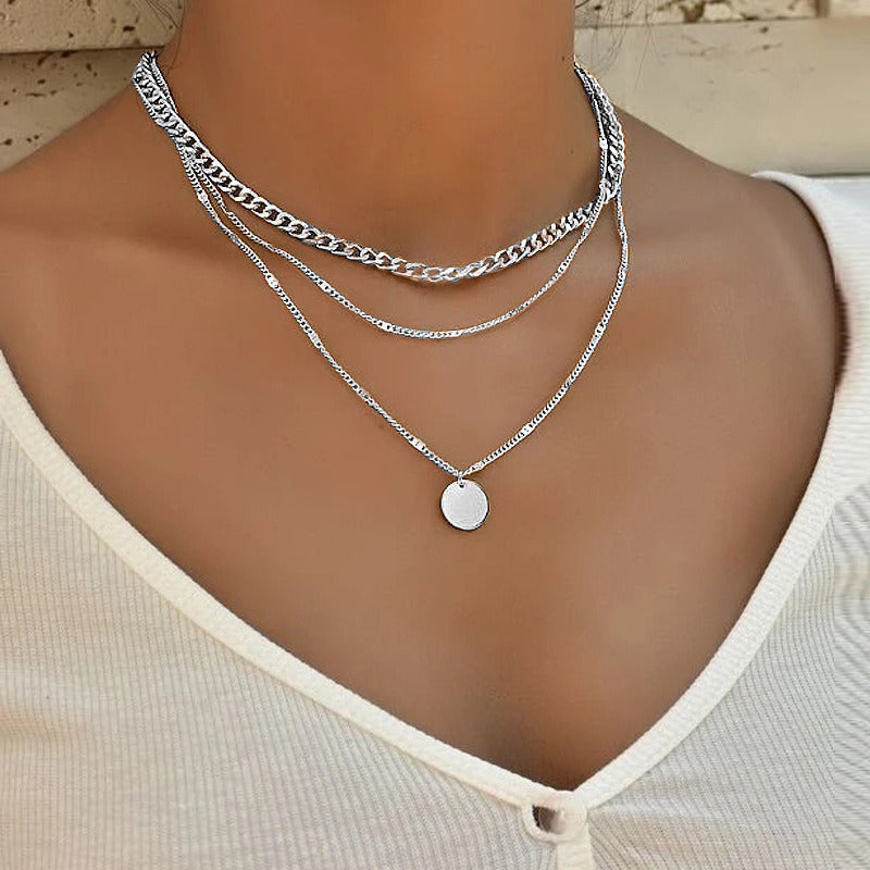 Layered Circular Pendant Necklace