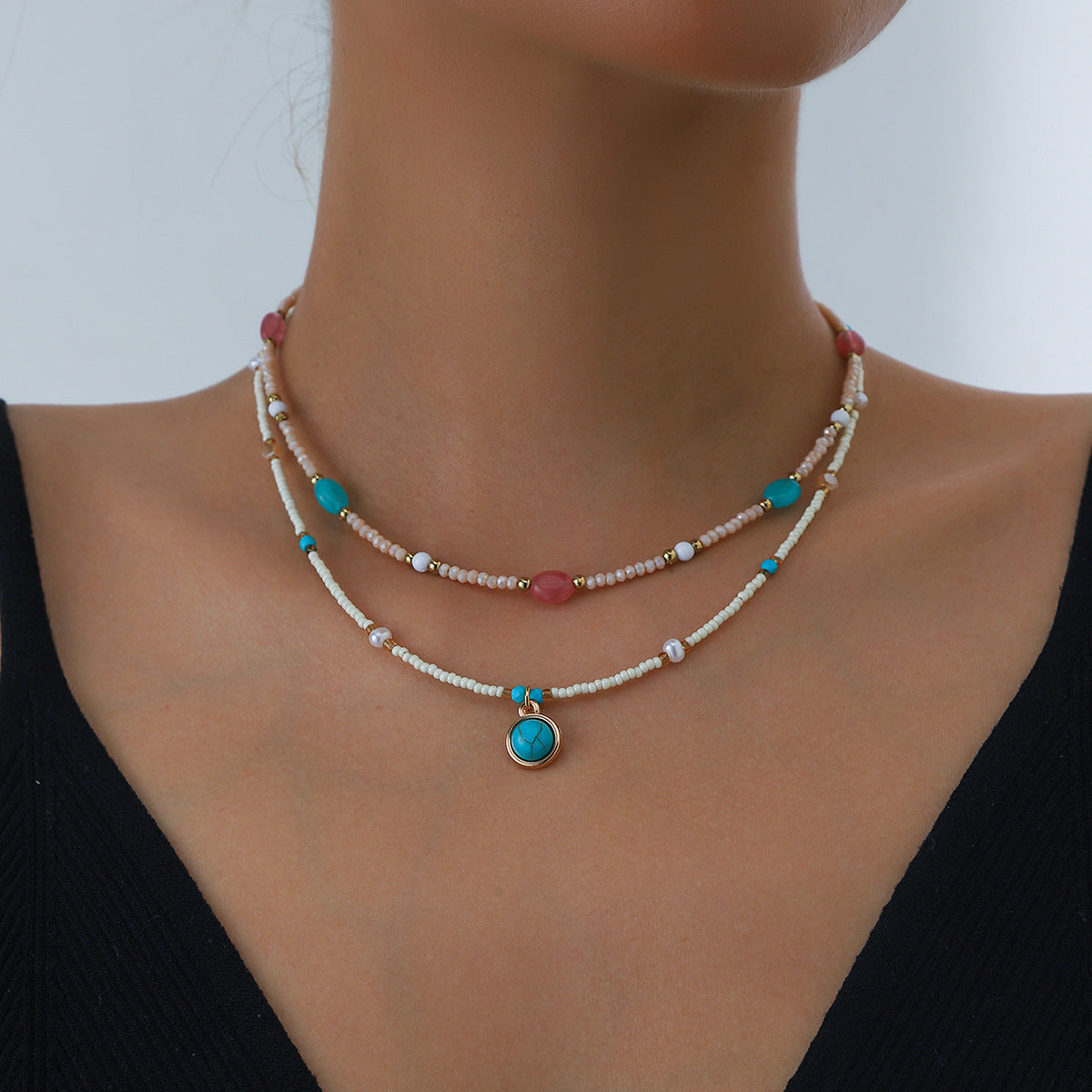 Layered Circular Pendant Necklace