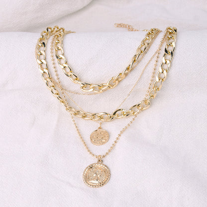 Layered Circular Pendant Necklace