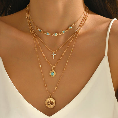 Layered Circular Pendant Necklace