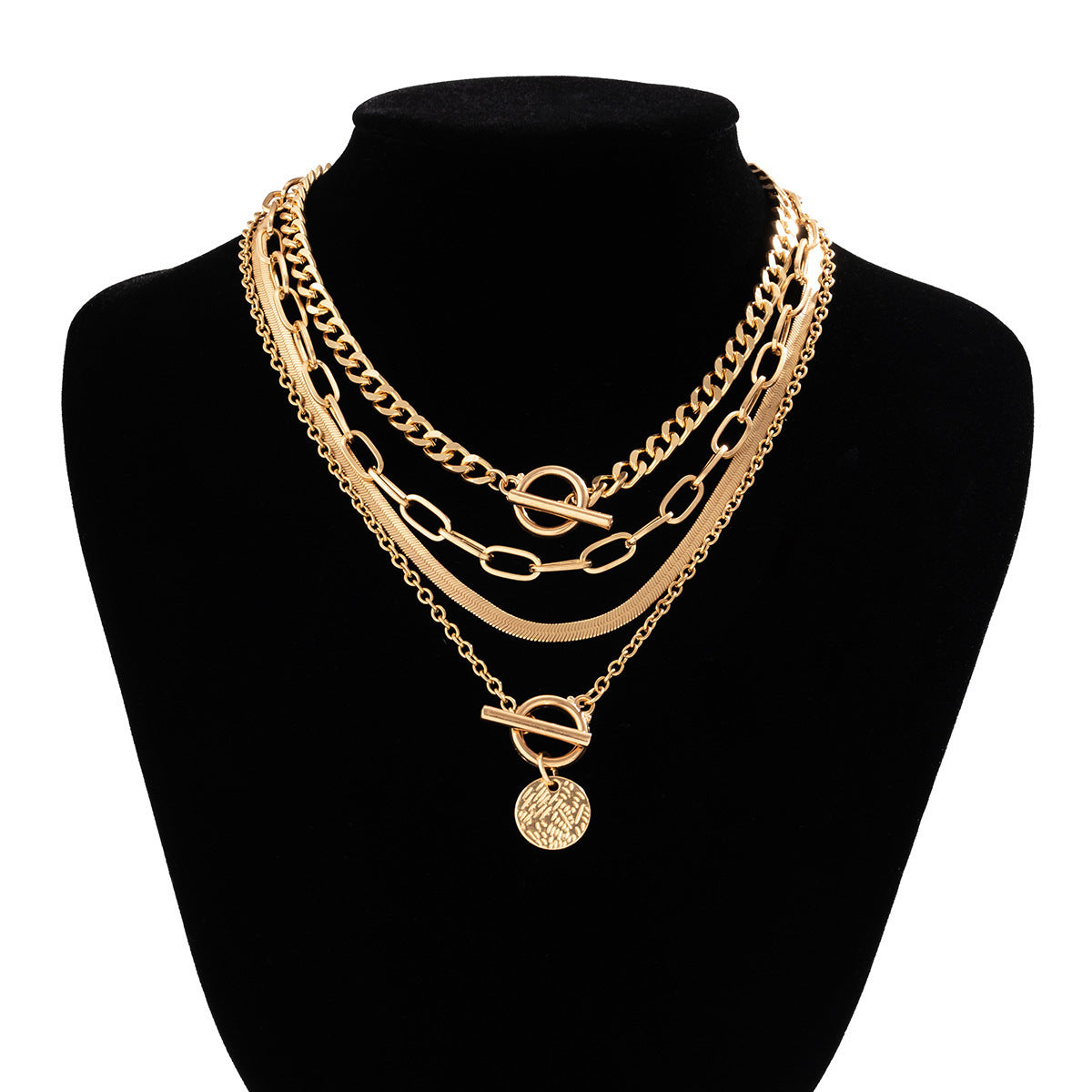 Layered Circular Pendant Necklace