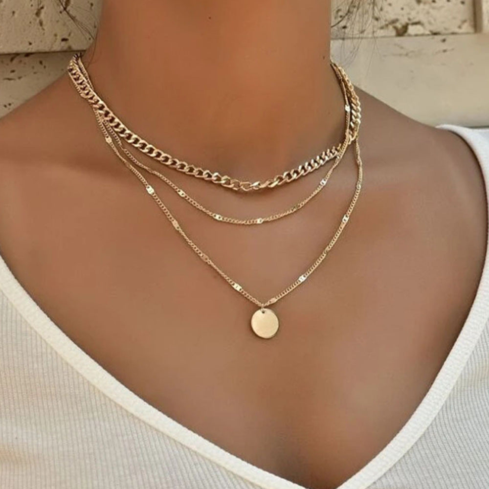 Layered Circular Pendant Necklace