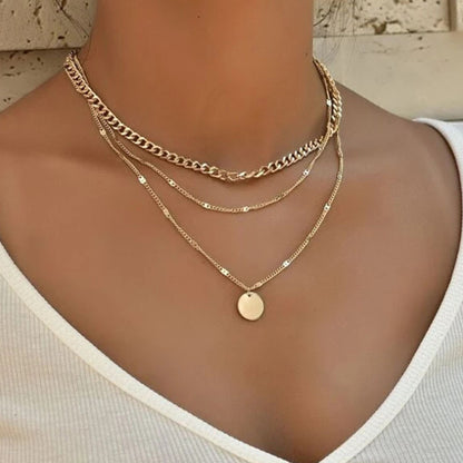 Layered Circular Pendant Necklace