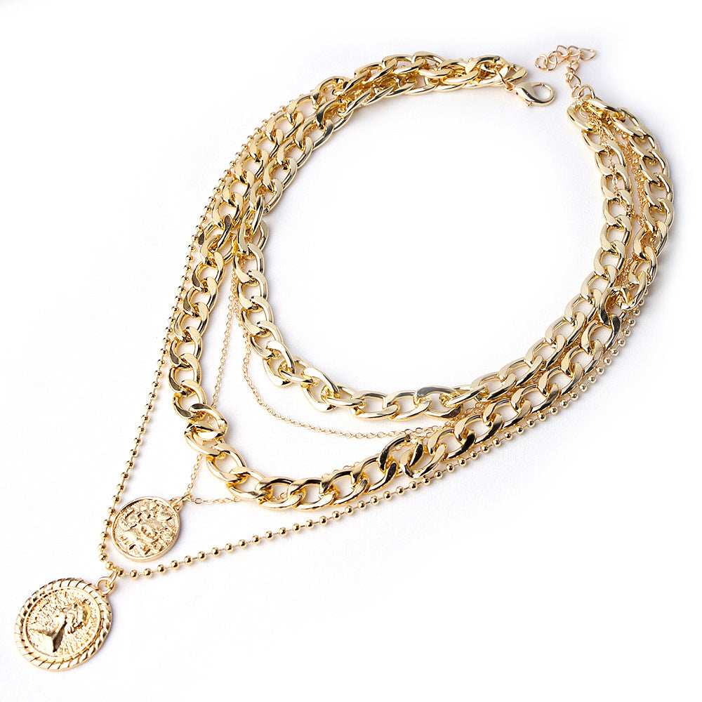 Layered Circular Pendant Necklace