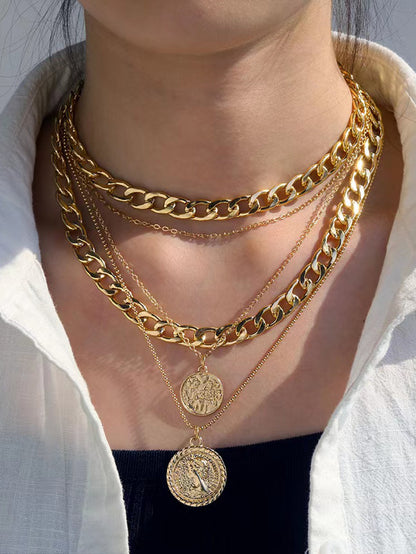Layered Circular Pendant Necklace