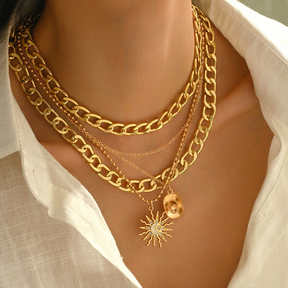 Layered Circular Pendant Necklace