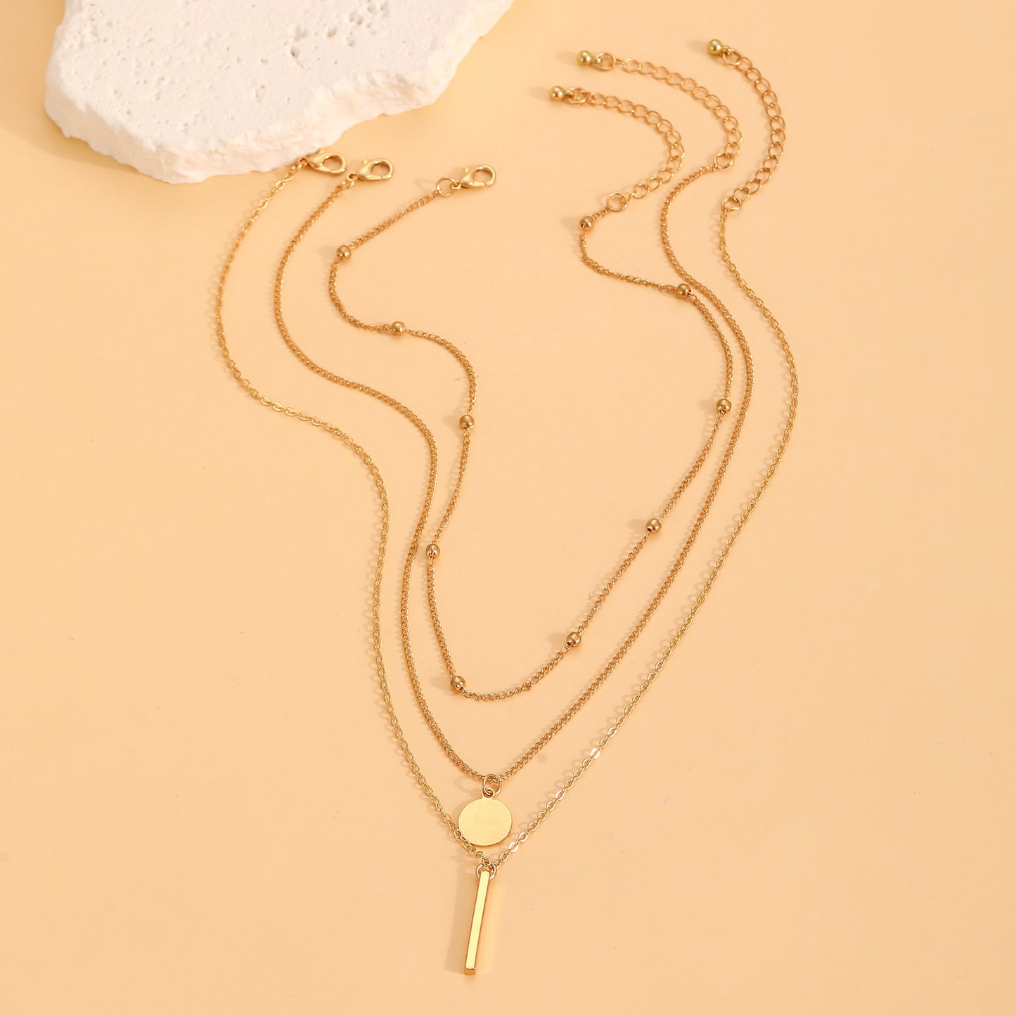 Layered Geometric Metal Necklace