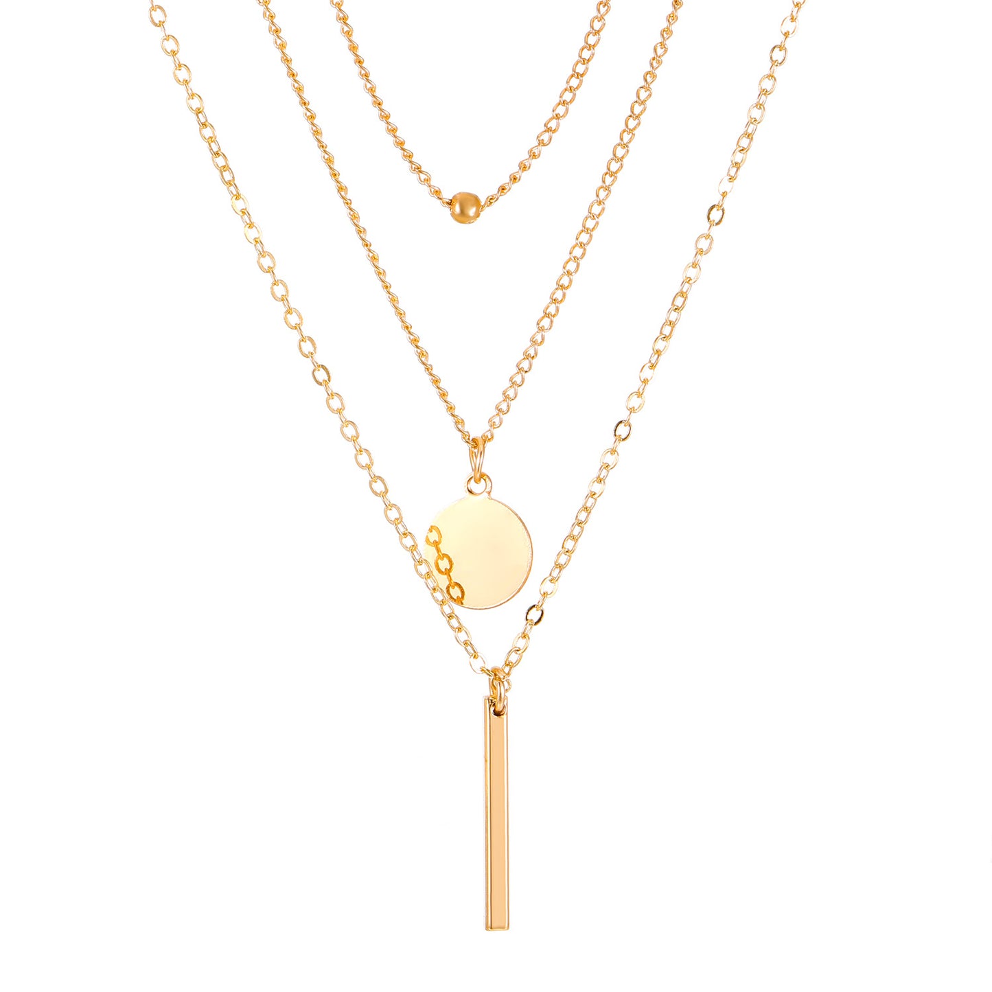 Layered Geometric Metal Necklace