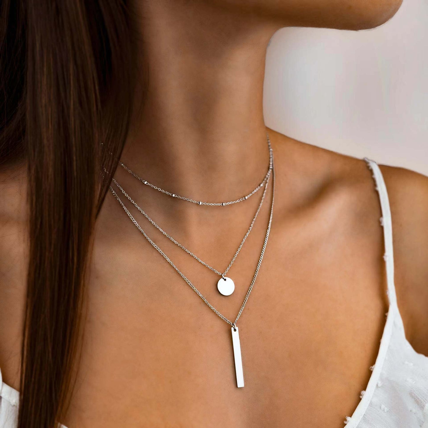 Layered Geometric Metal Necklace