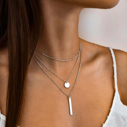 Layered Geometric Metal Necklace