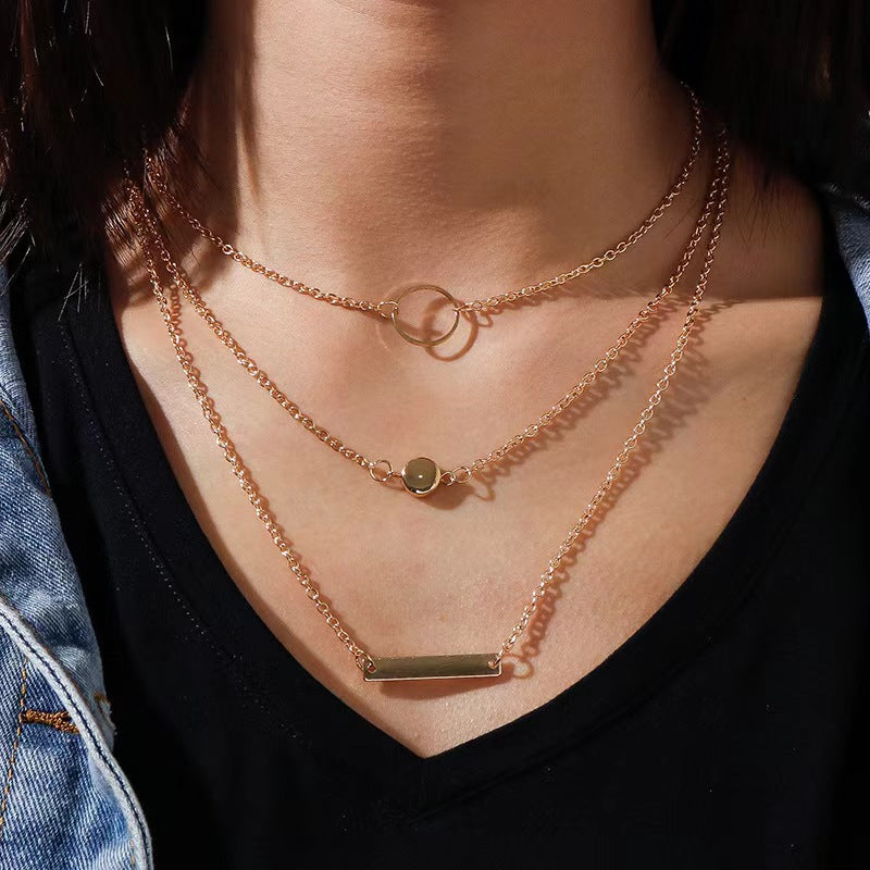 Layered Geometric Metal Necklace
