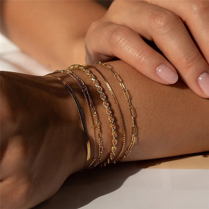 Layered Multi Chain Bohemian Bracelet Set