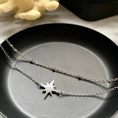 Layered Sun Pendant Stainless Steel Bracelet for Women
