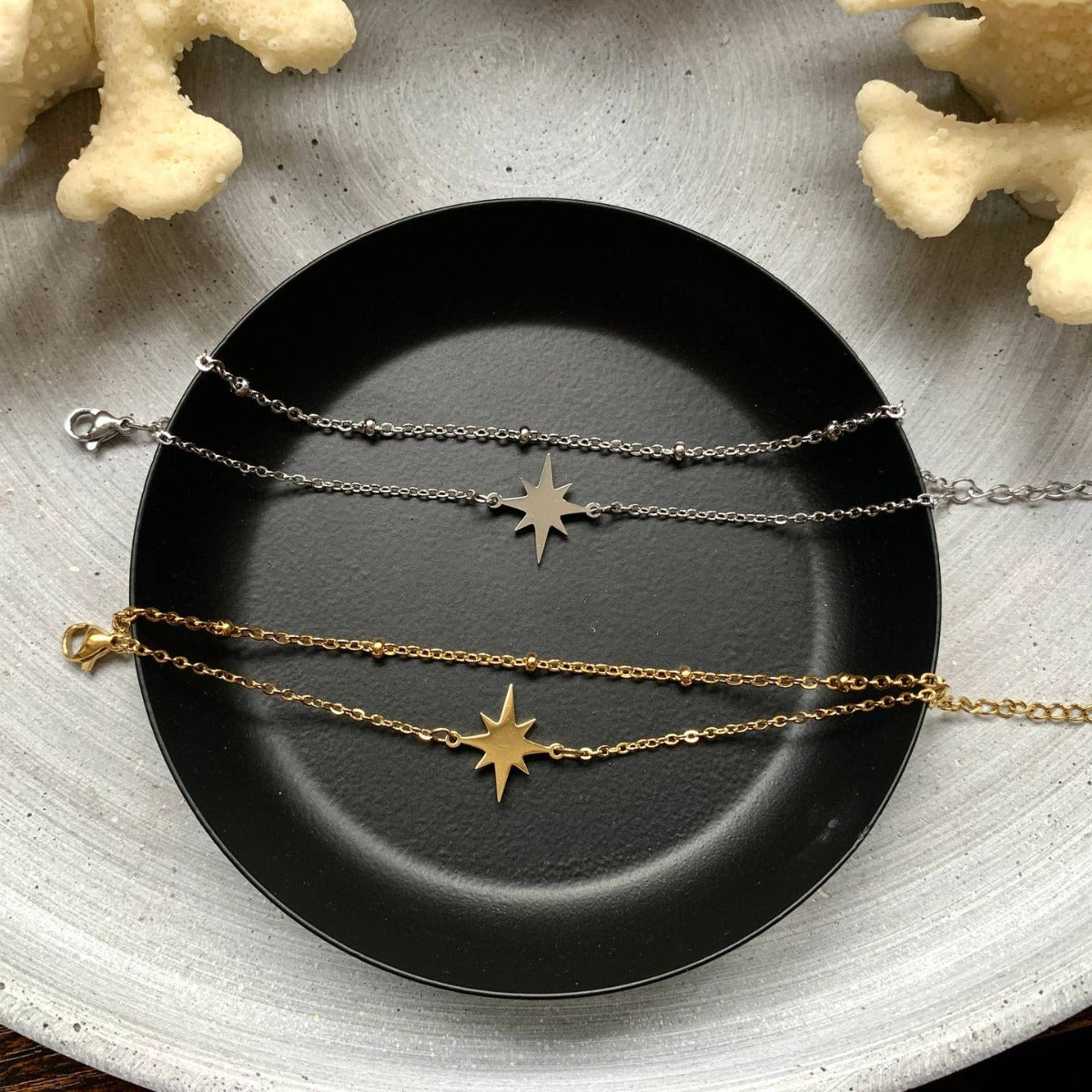 Layered Sun Pendant Stainless Steel Bracelet for Women