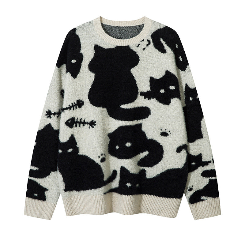 Lazy Hollowed-Out Graffiti Knit Sweater