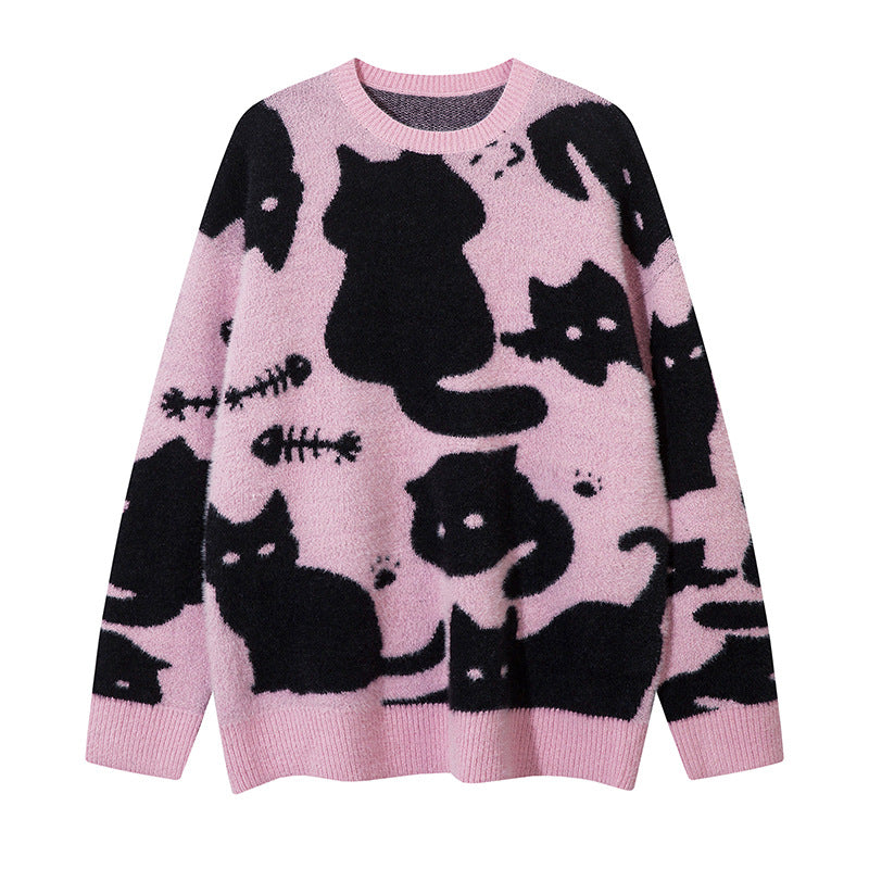 Lazy Hollowed-Out Graffiti Knit Sweater