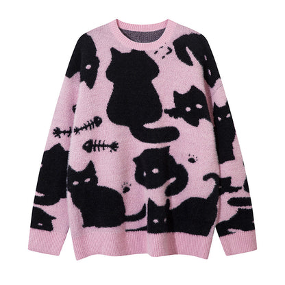 Lazy Hollowed-Out Graffiti Knit Sweater