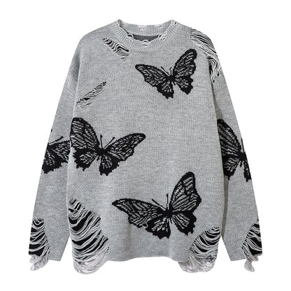 Lazy Hollowed-Out Graffiti Knit Sweater