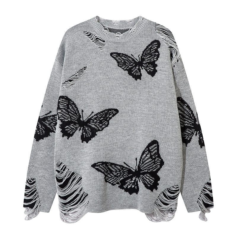 Lazy Hollowed-Out Graffiti Knit Sweater