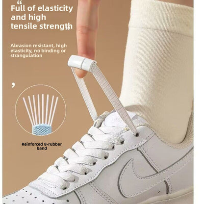 Lazy person's shoes with self-tie laces