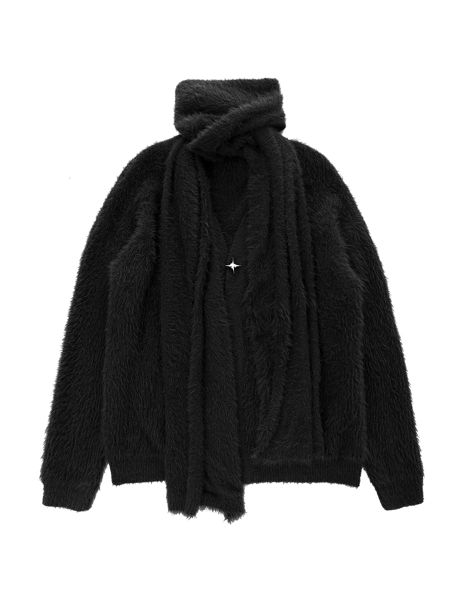 Lazy-Style Metal Star Brooch and Sweater Set