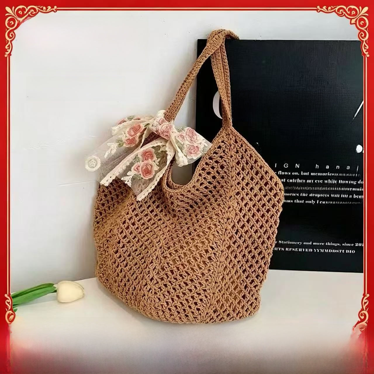 Lazy Style Woven Cotton Tote Bag for Women