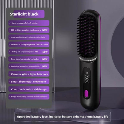 LCD Display USB Rechargeable Hair Straightening Comb