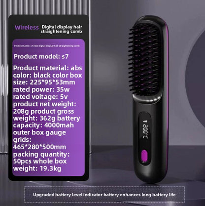 LCD Display USB Rechargeable Hair Straightening Comb