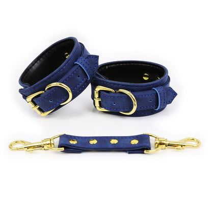 LE leather handcuffs and leg irons with chains