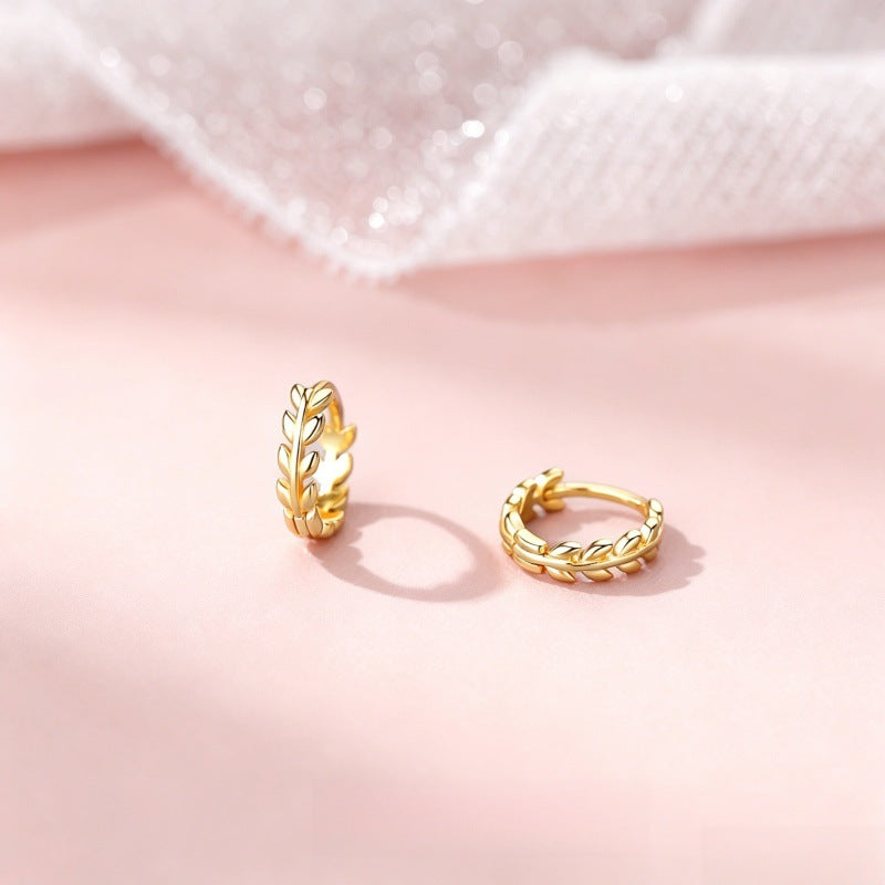 Leaf and wheat ear earrings