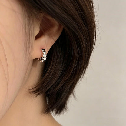 Leaf and wheat ear earrings