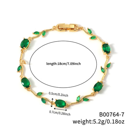 Leaf Geometric Zircon Bracelet