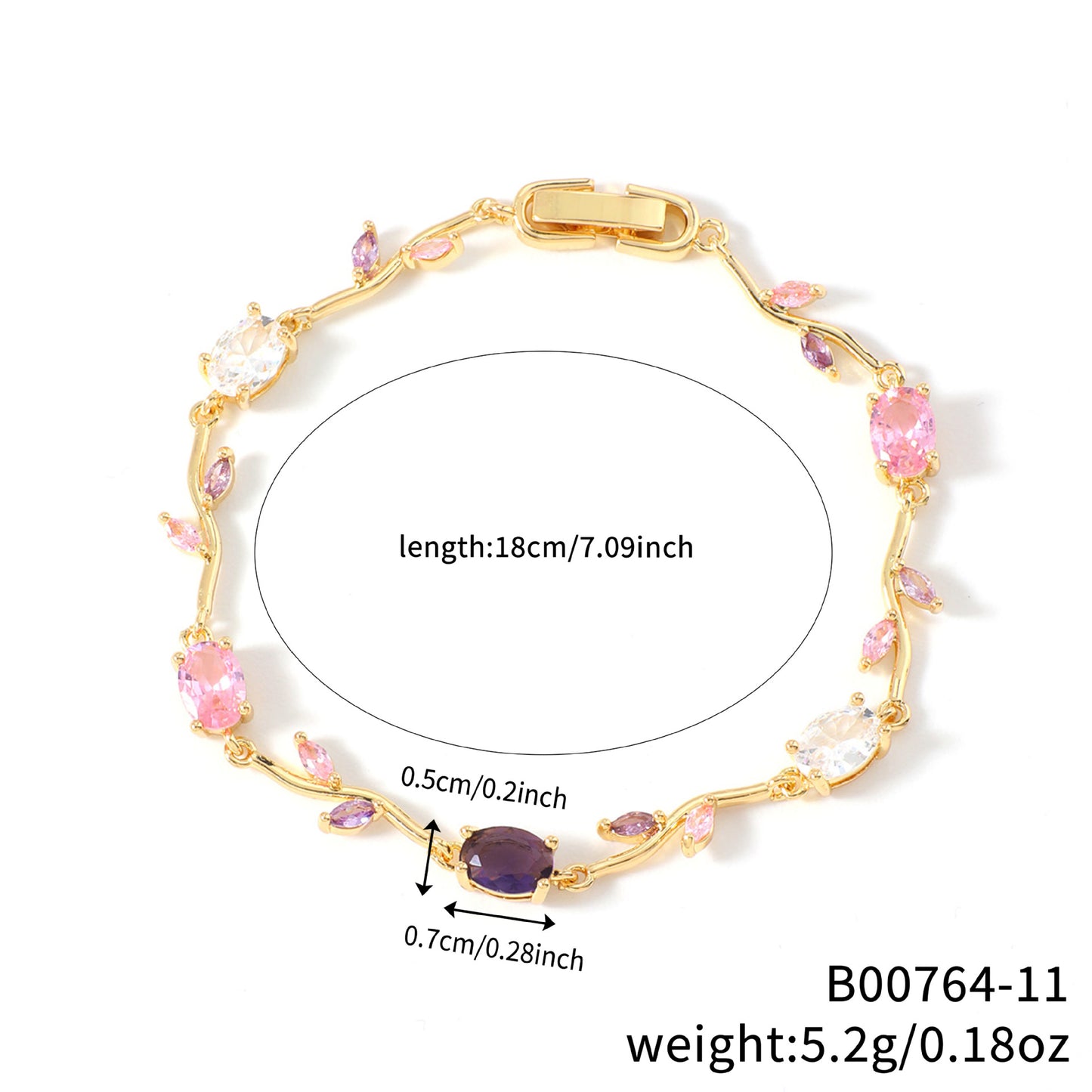 Leaf Geometric Zircon Bracelet