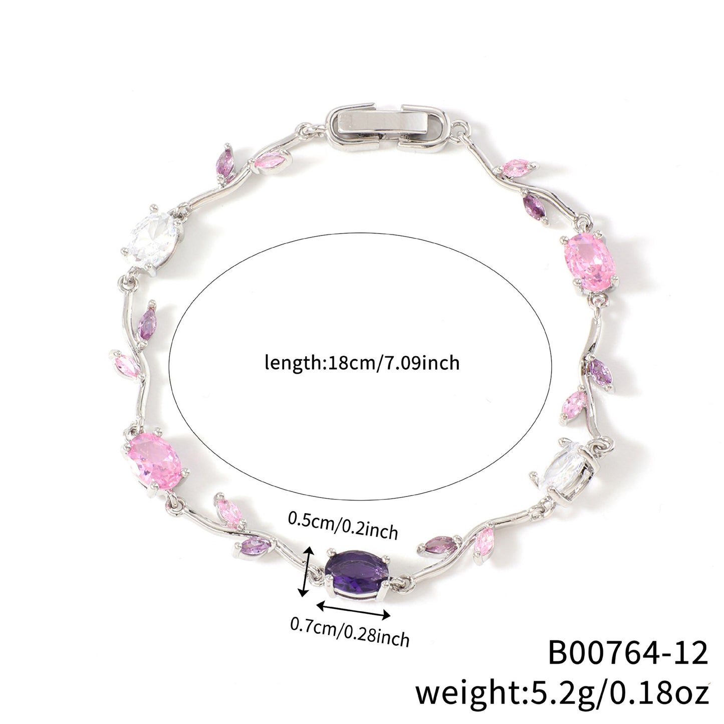 Leaf Geometric Zircon Bracelet