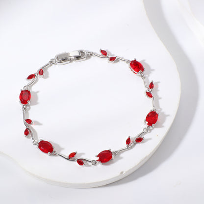 Leaf Geometric Zircon Bracelet