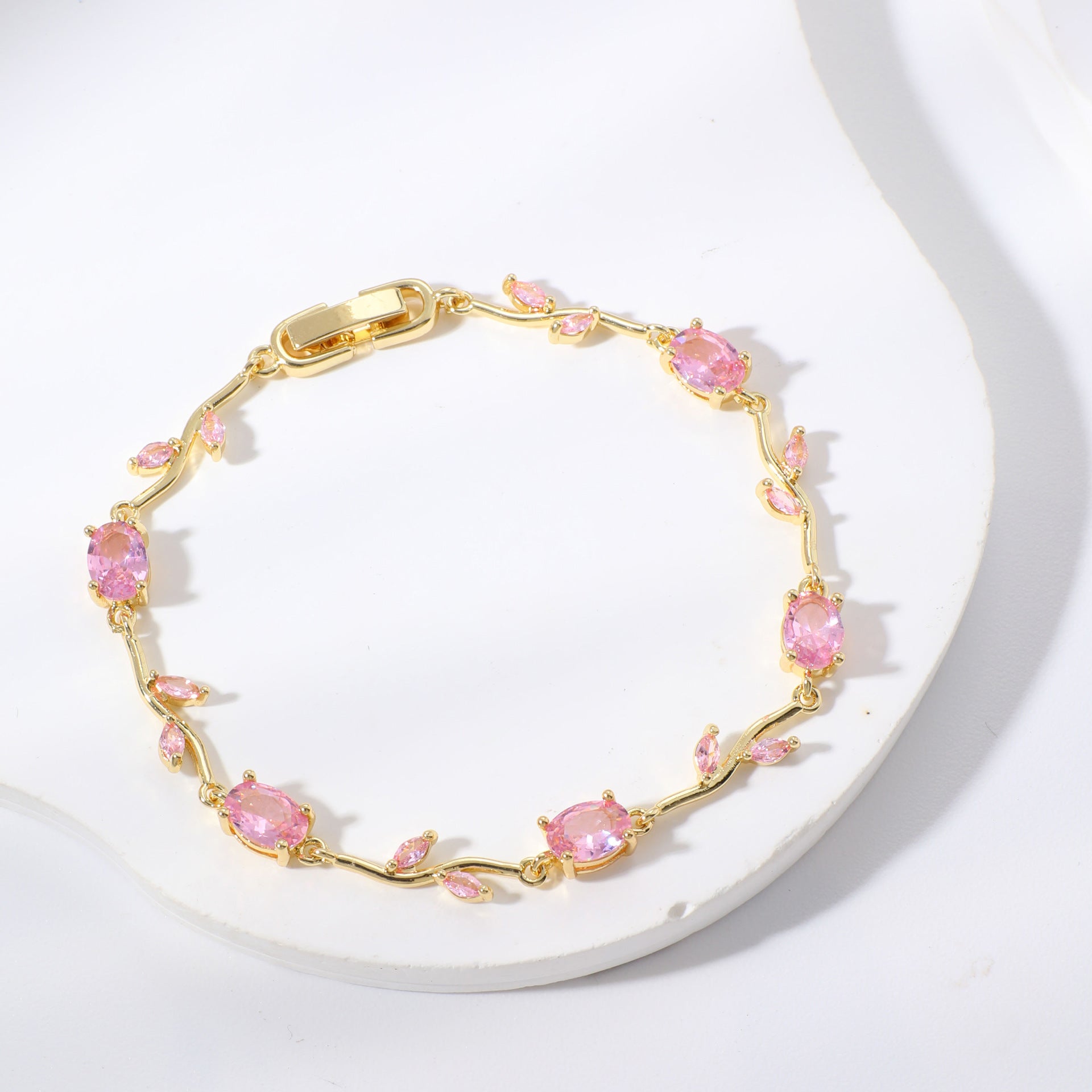 Leaf Geometric Zircon Bracelet