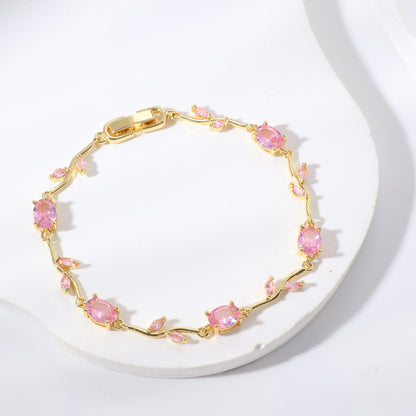 Leaf Geometric Zircon Bracelet