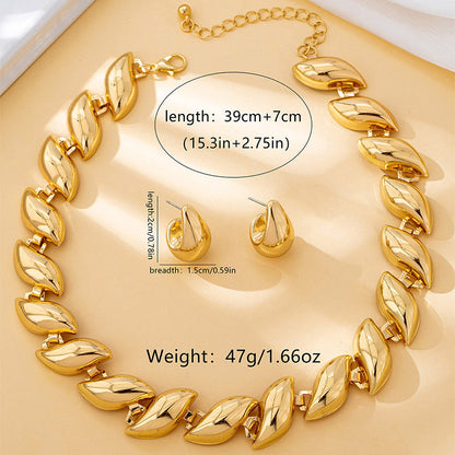 Leaf Necklace and Water Drop Earring Set