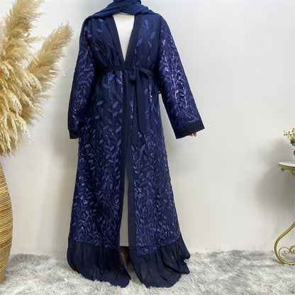 Leaf-patterned sequined robe