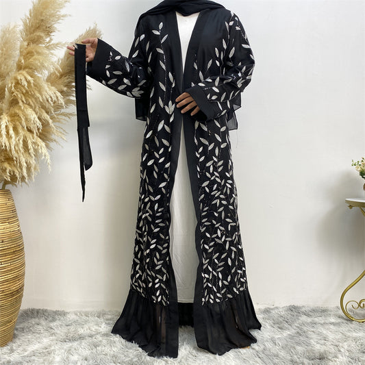 Leaf-patterned sequined robe