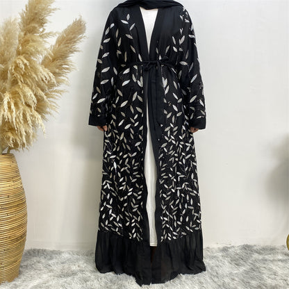 Leaf-patterned sequined robe