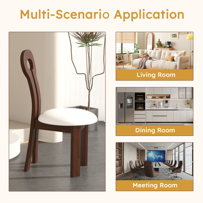 Leather and solid wood dining chairs