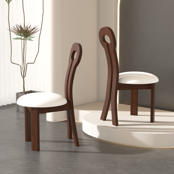 Leather and solid wood dining chairs