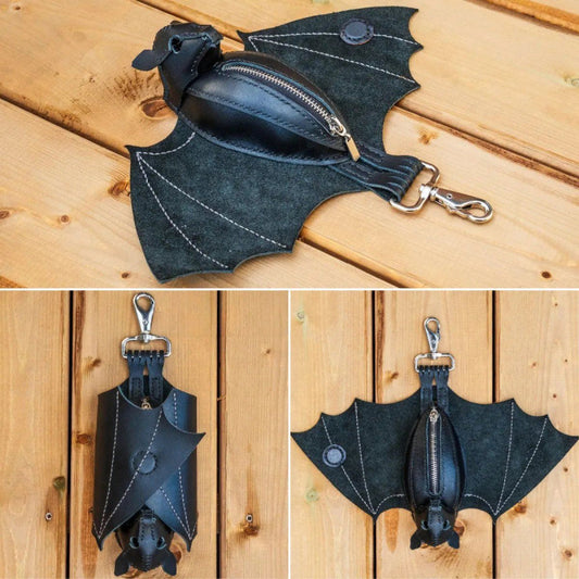 Leather Bat Coin Purse