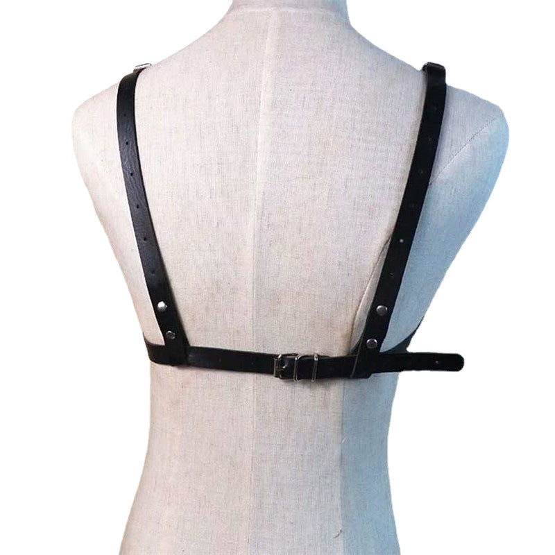 Leather Bondage Clothing with Handcuffs