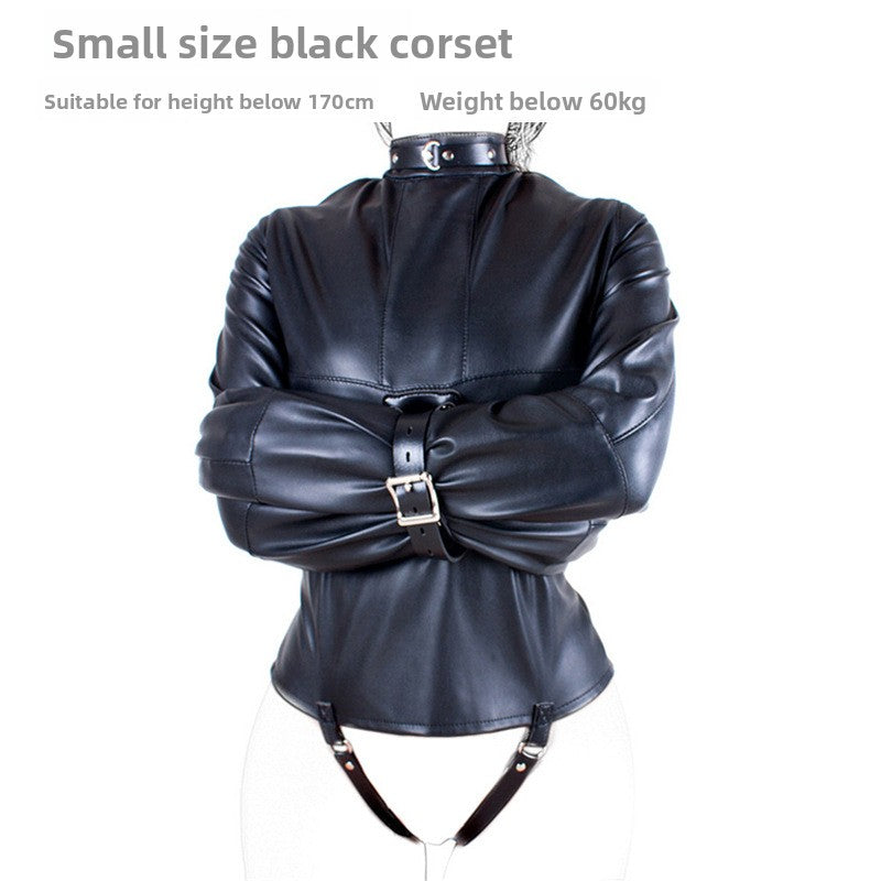 Leather Bondage Outfit with Adjustable Restraints