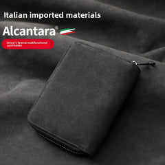Alcantara Card Holder Wine Red